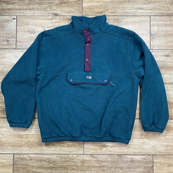 Vintage Green 1/4 Snap Anorak Fleece Pullover Jacket Sweater Size XL - Picture 2 of 10